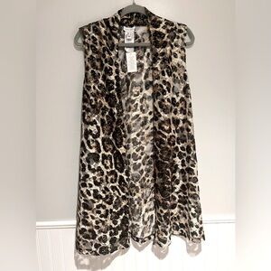 Susan Graver Sleeveless Leopard Print Open Cardigan Vest Women’s Small NWT